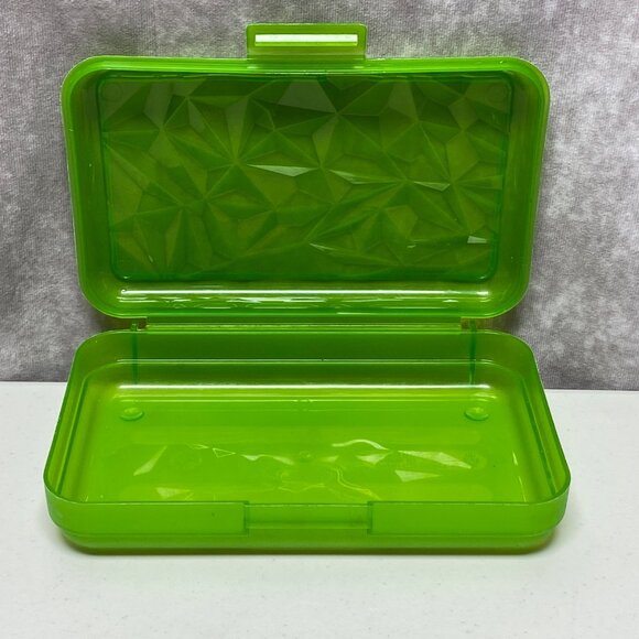 Green Thingamabox Pencil School Box Geometric Texture Lid USA Made - Picture 8 of 14